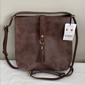 NWT ELEVATE Brown Leather Mini Slingback - wear 2 ways!